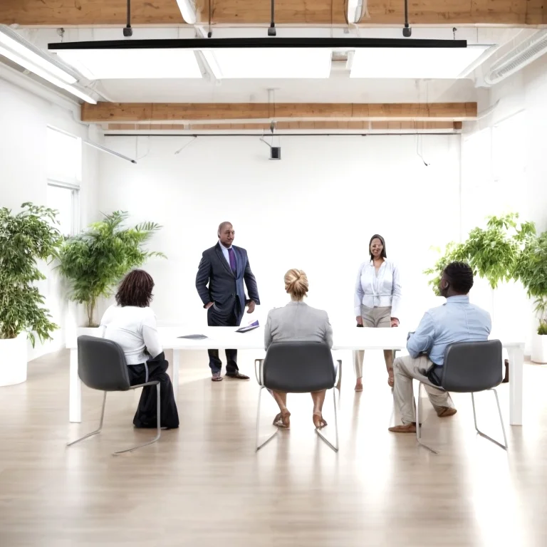 Workshop group engaging in breathing exercise